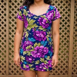 Floral Print Dress FOREVER 21 Short Sleeve Mini Size Large